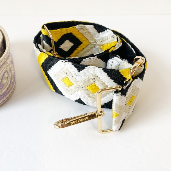 Ahdorned Crossbody Bag Strap Set of 2 Embroidered Paisley and Aztec Adjustable - Picture 3 of 7